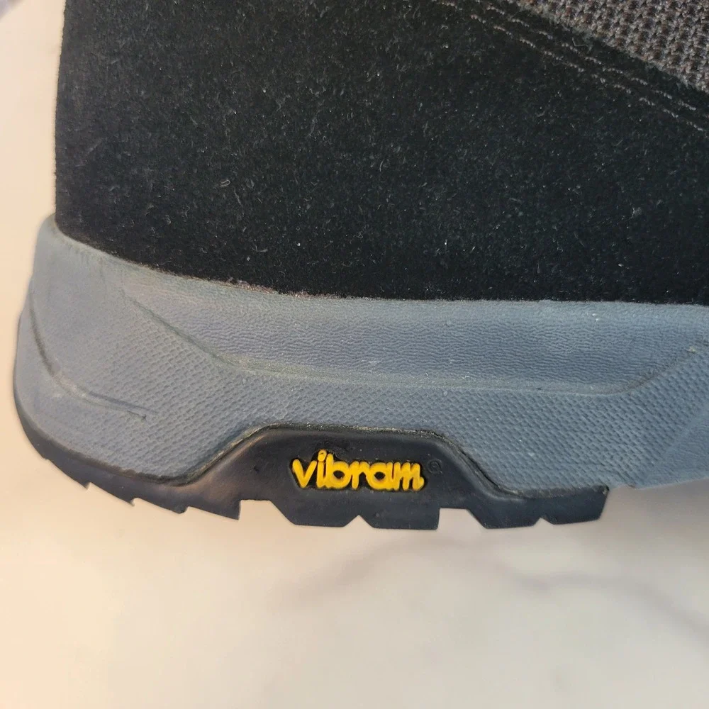 Lands End Mens Hiking Boots Black Suede Vibram Sole Lace Up Size 9 D